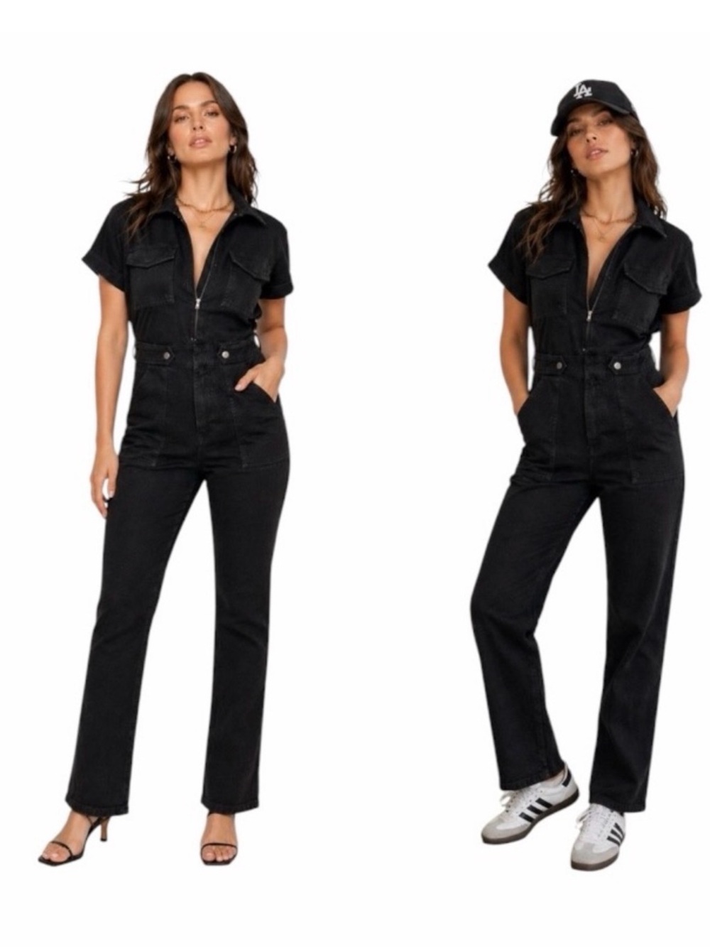 Good American Black Denim Jumpsuit
